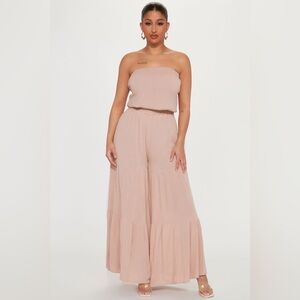 Strapless Wide-Leg Jumpsuit in Blush